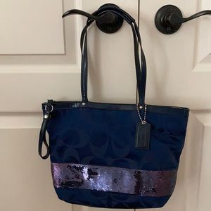 Coach canvas with sequin purse